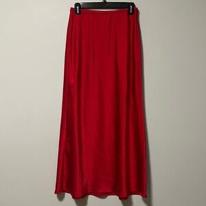 A New Day Red Shiny Satin Maxi Skirt